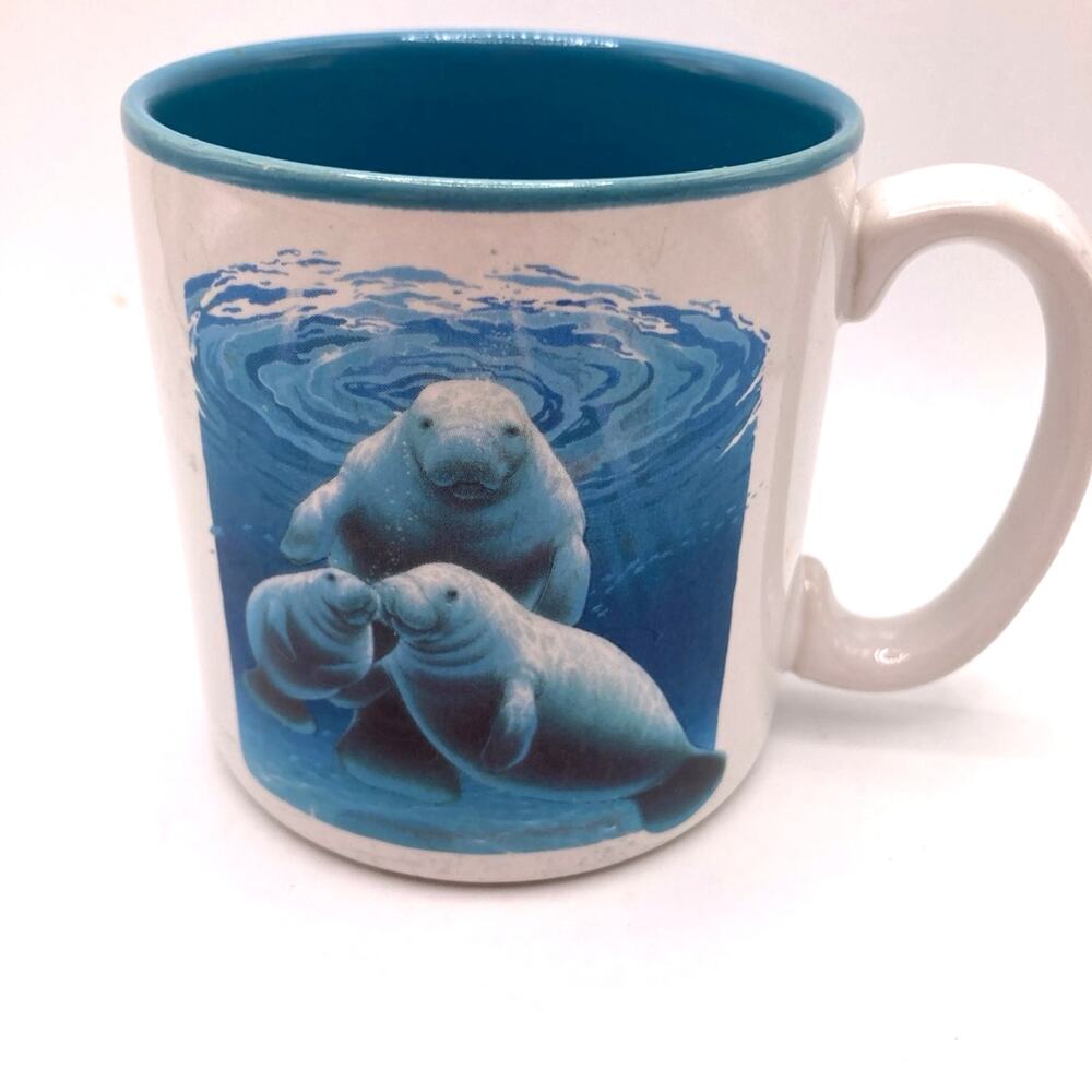 VTG WildLife Collection Manatee Coffee Cup Mug 1997 Made In Korea S. Vinston